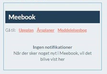 Billede der viser oversigt på Meebook