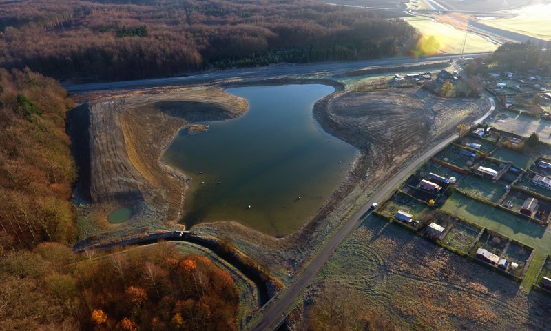 Dronebillede af klimasø, som er et af kommunens tiltag for at forhindre oversvømmelser ved store regnskyl Dronebillede af klimasø, som er et af kommunens tiltag for at forhindre oversvømmelser ved store regnskyl